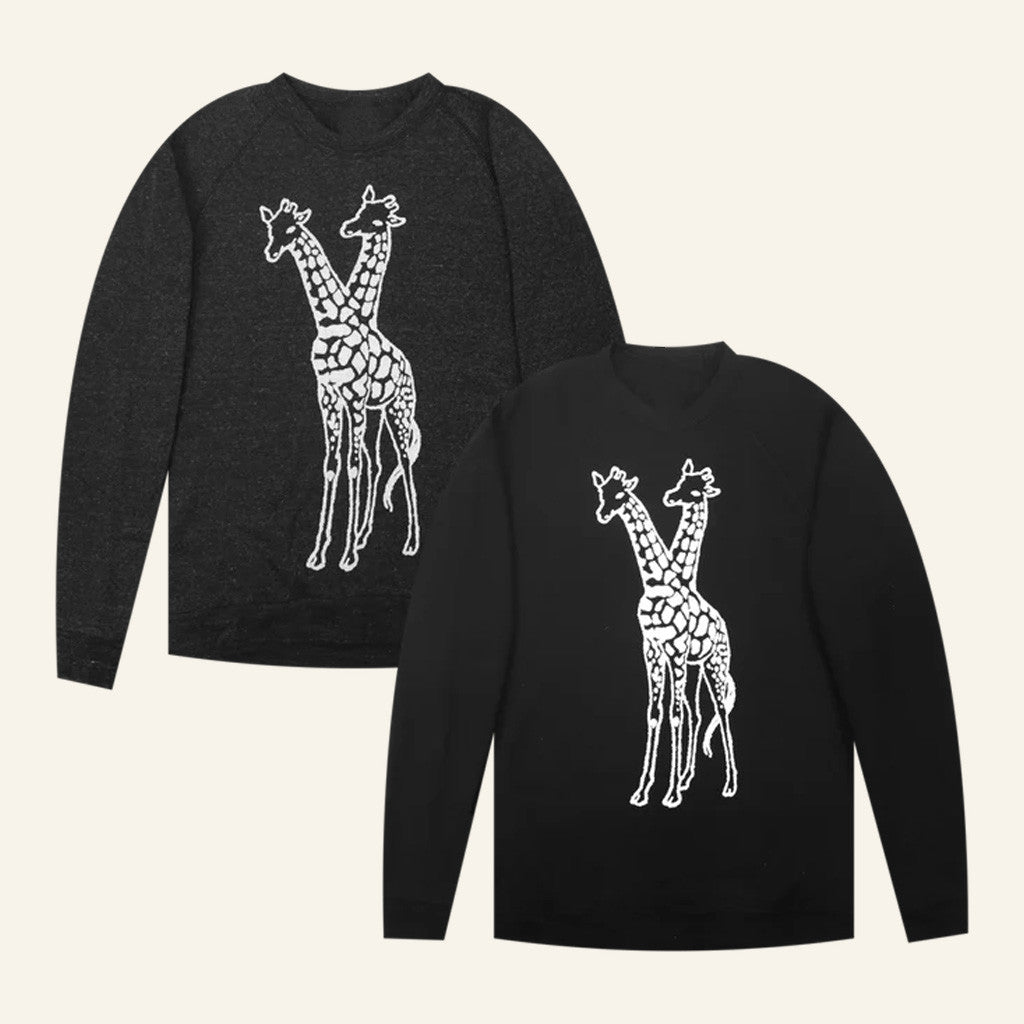 Giraffage Merch Two Headed Giraffe Black Sweatshirt Xmas Presents For Him - Lilybirchmarket