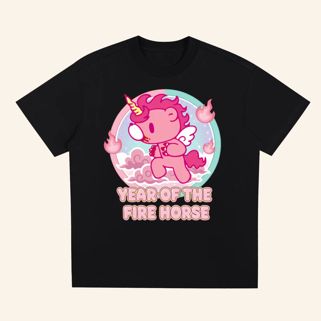 Gloomy Bear Merch Gloomy Year Of The Fire Horse T-Shirt Black Gifts For Sisters - Lily Birch Market