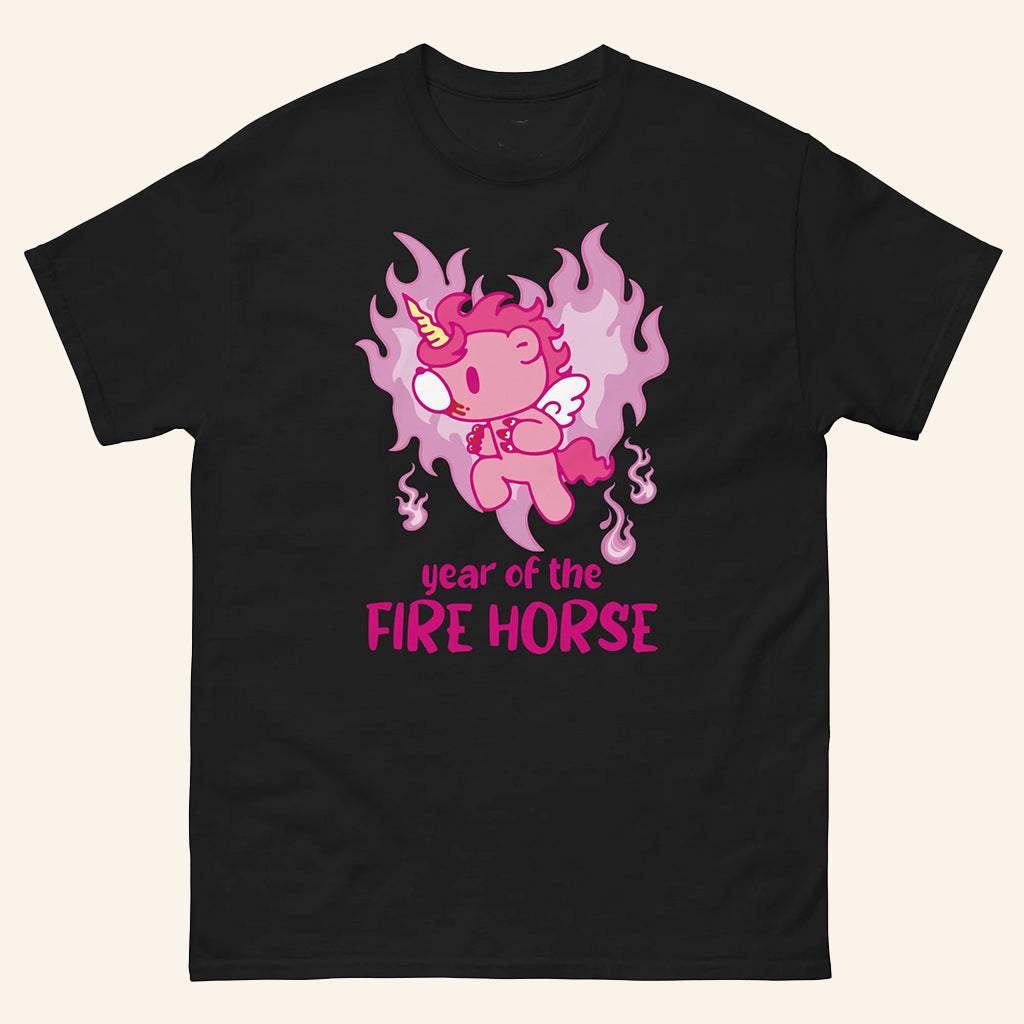 Gloomy Bear Merch Gloomy Year Of The Fire Horse T-Shirt Black Great Gifts For Girlfriend - Lily Birch Market