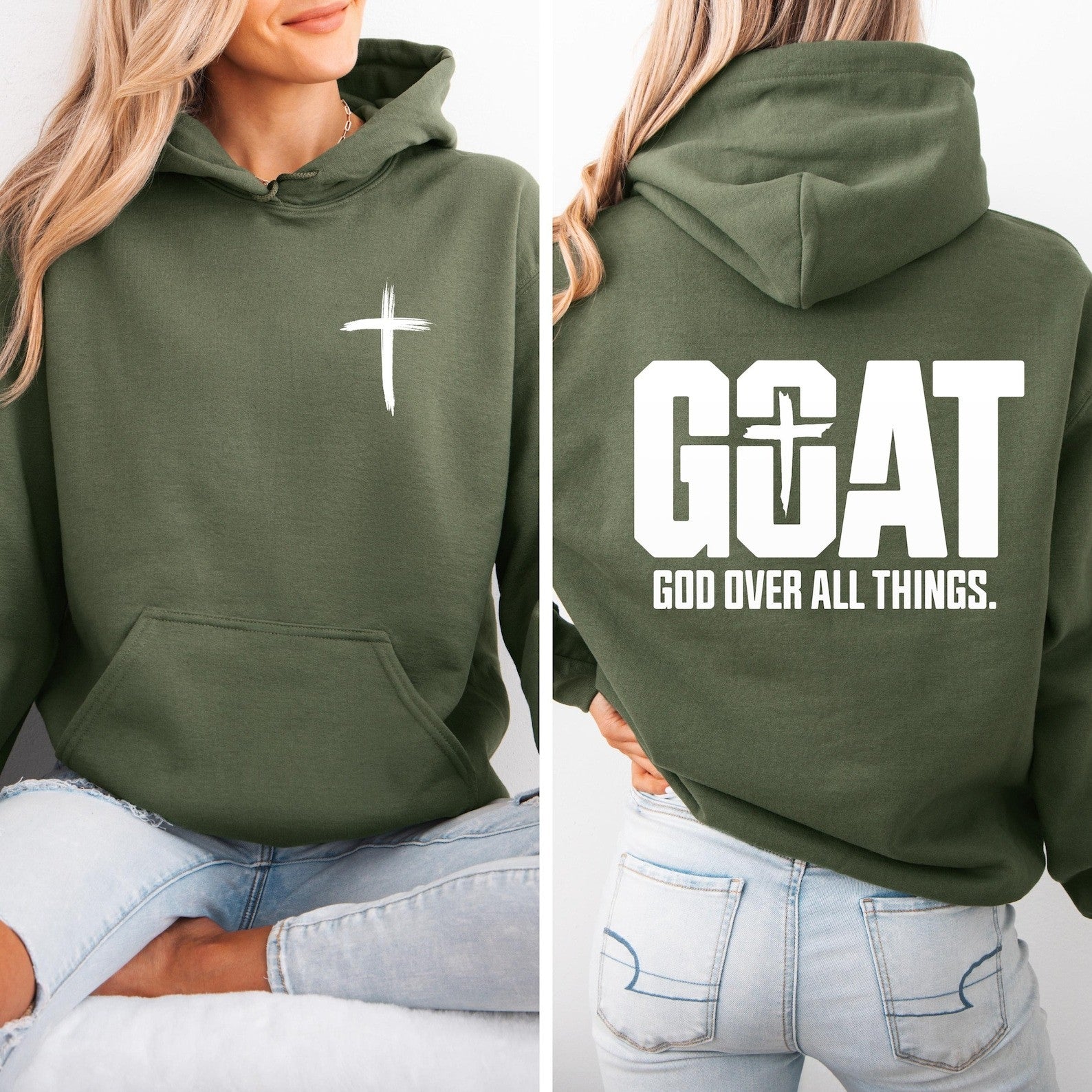 Goat God Over All Things Hoodie Funny Christian Faith Clothing Gift For Women - Lilybirchmarket