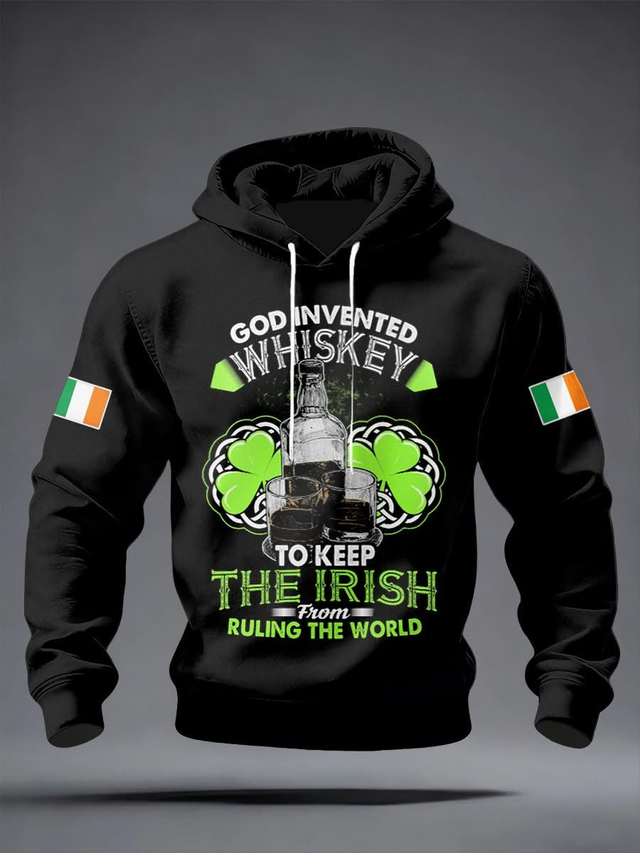 God Invented Whiskey To Keep The Irish From Ruling The World Hoodie St Patrick's Men's Apparel - Lilybirchmarket