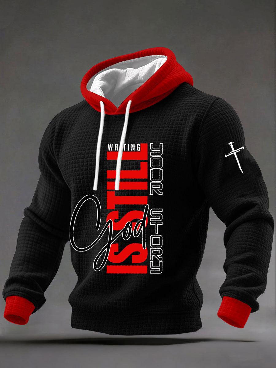 God Is Still Writing Your Story Waffle Hoodie Christian Faith Apparel Gift For Him - Lilybirchmarket