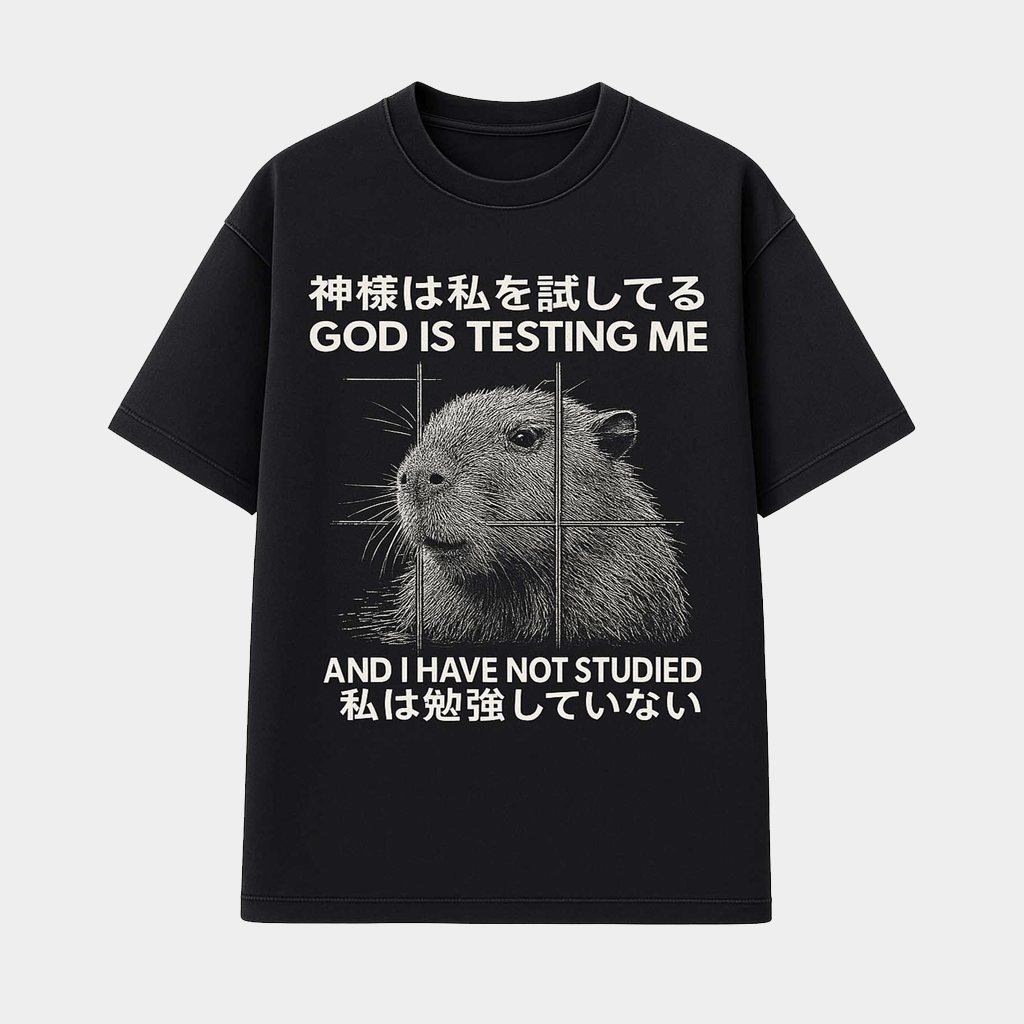 God Is Testing Me And I Have Not Studied Capybara T-Shirt Gifts For Best Friends - Lily Birch Market