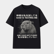 God Is Testing Me And I Have Not Studied Capybara T-Shirt Gifts For Best Friends - Lily Birch Market