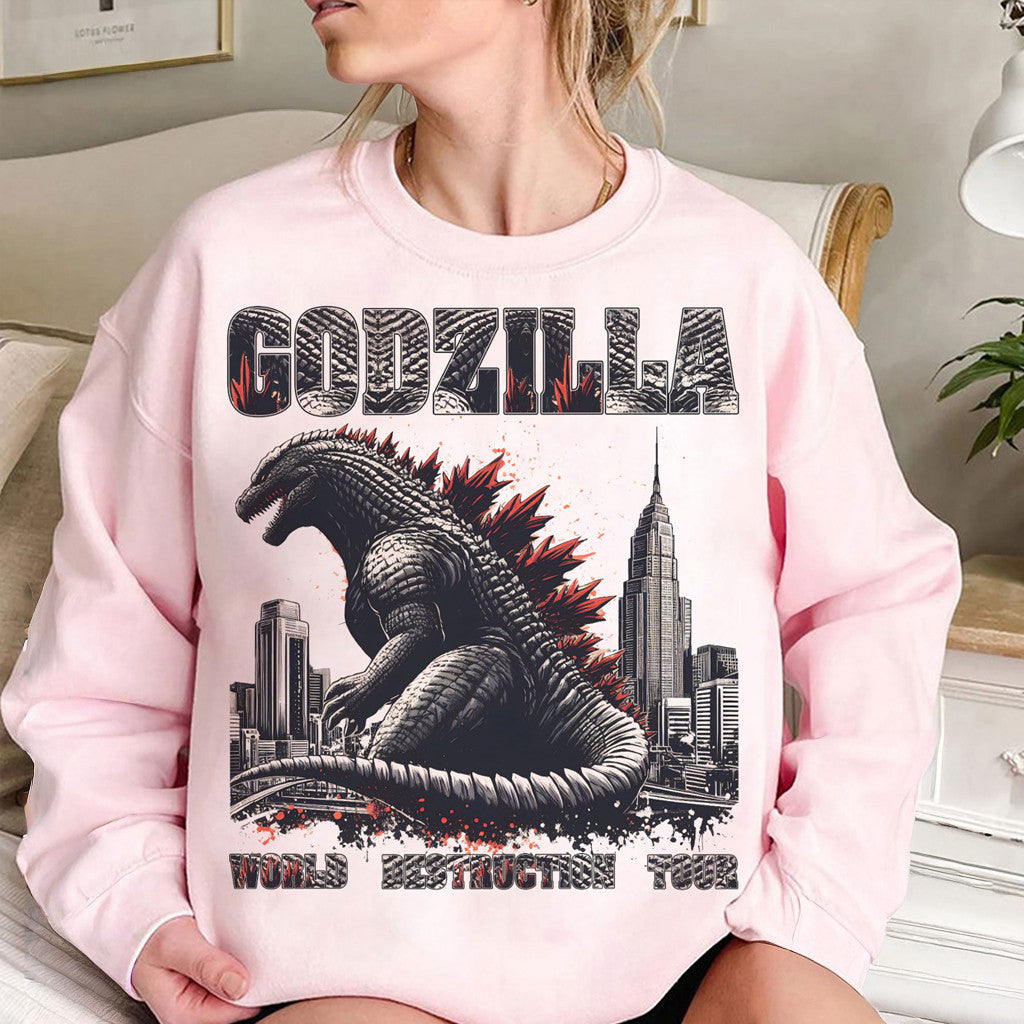 Godzilla World Destruction Tour Sweatshirt Godzilla Merch Gifts For Sister - Lilybirchmarket