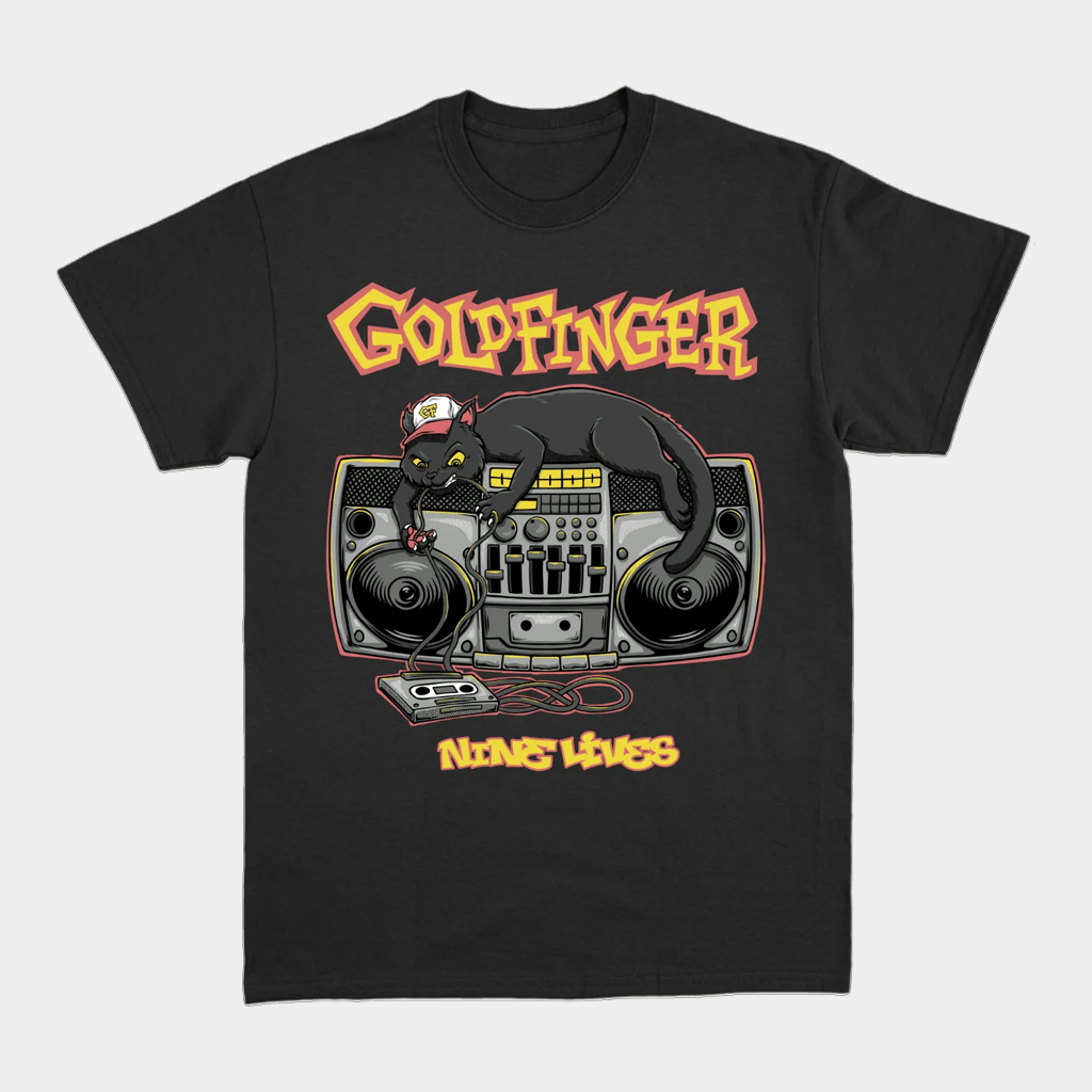 Goldfinger Music Merch Nine Lives Cat DJ T Shirt Presents For Rock Music Lovers - Lily Birch Market