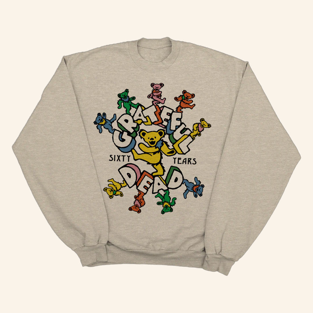 Grateful Dead Merch 60th Marching Bears Crewneck Sweatshirt Gift Ideas For Music Lovers - Lilybirchmarket