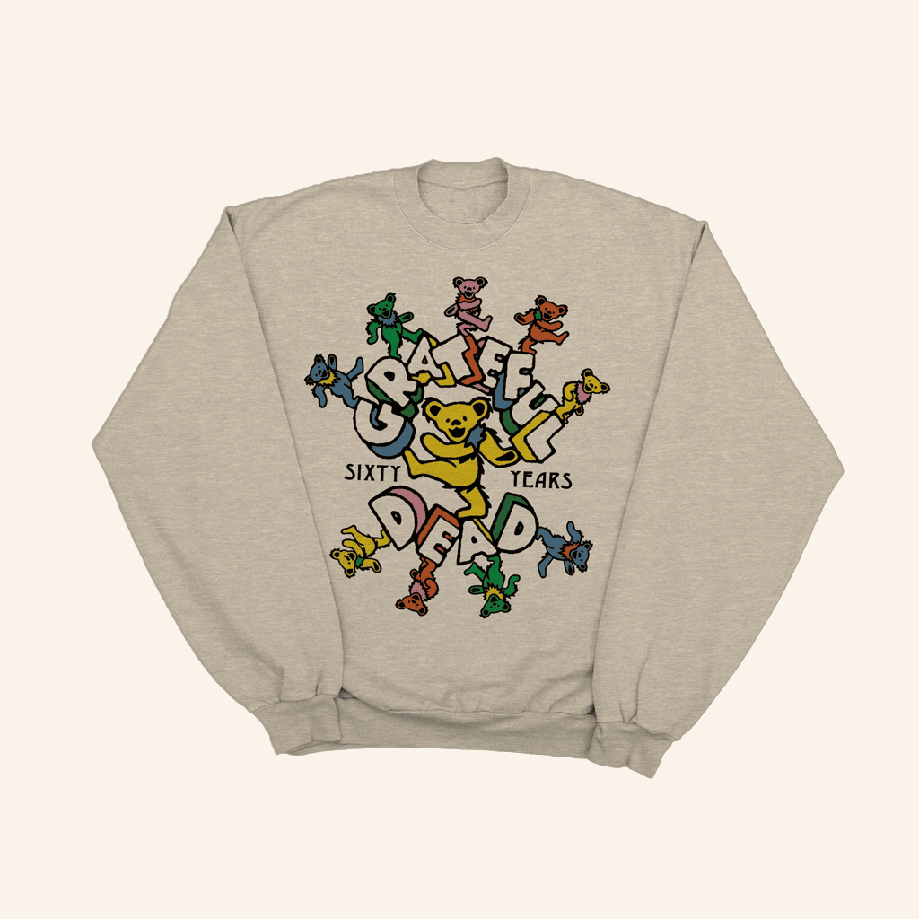 Grateful Dead Merch 60Th Marching Bears Crewneck Sweatshirt Gifts For Friends - Lilybirchmarket