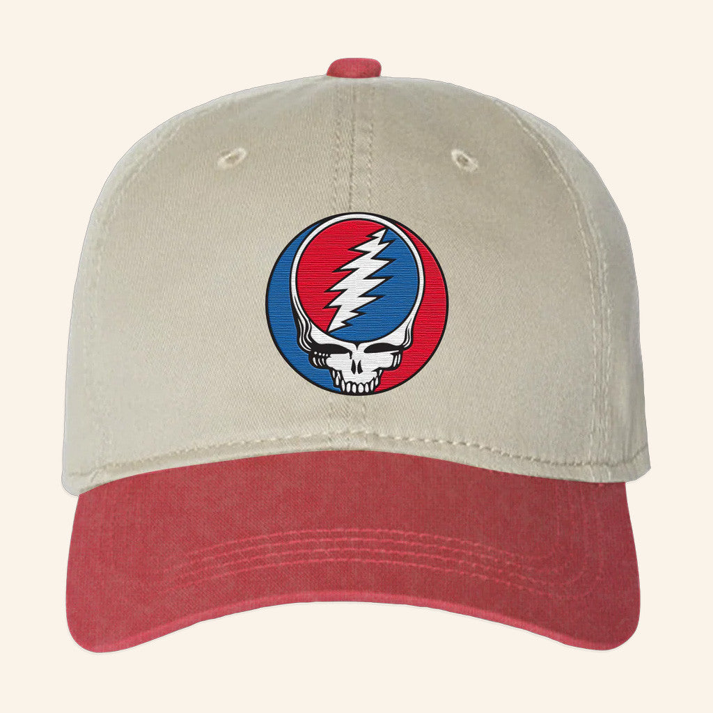 Grateful Dead Merch Embroidered Stealie Two Toned Hat Birthday Present For Husband - Lilybirchmarket