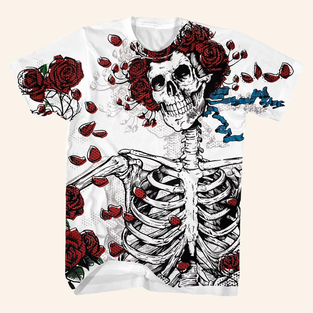 Grateful Dead Merch Skeleton And Roses Shirt Gift Ideas For Rock Music Lovers - Lily Birch Market