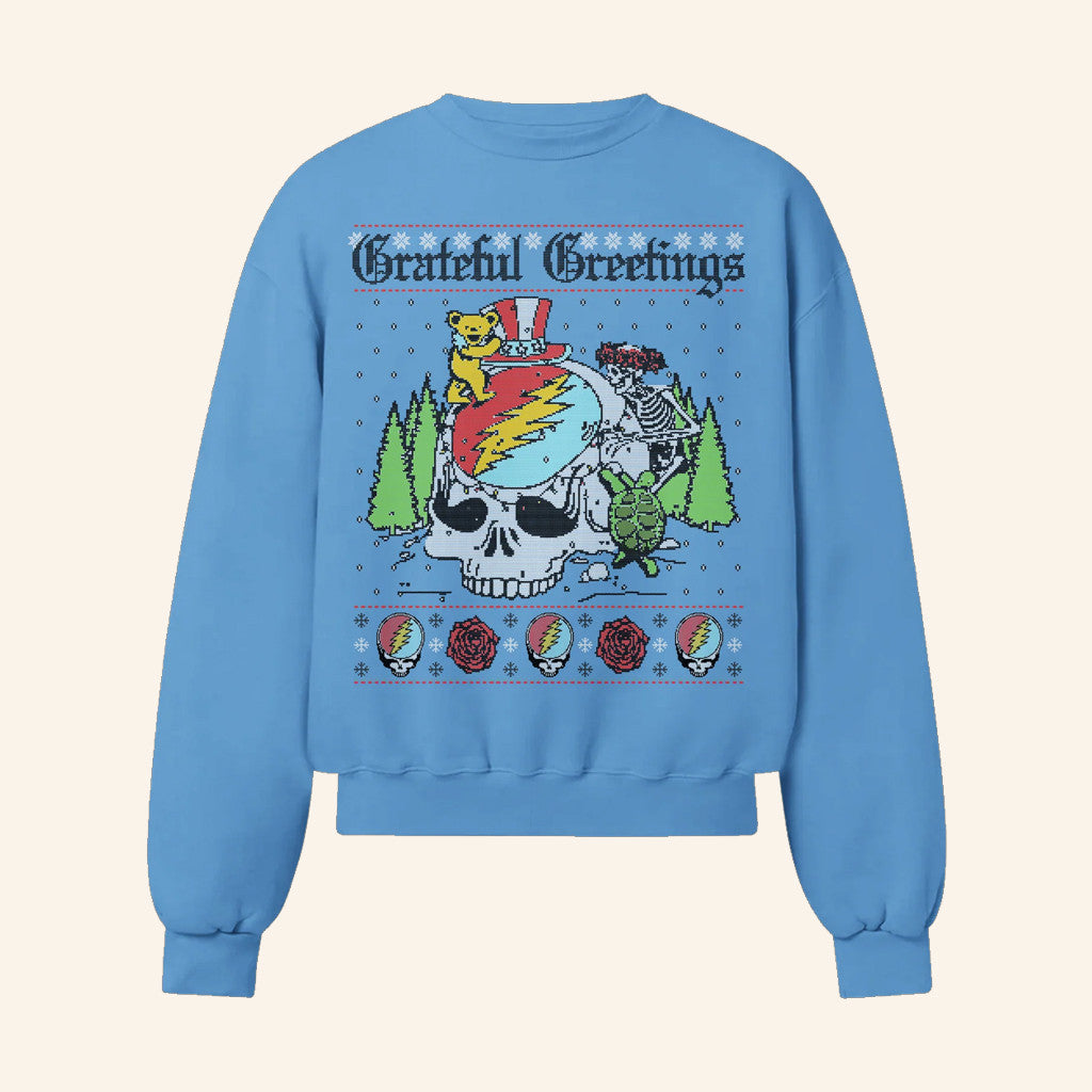 Grateful Dead Merch Skelly Snowman Sweatshirt Best Christmas Gifts For Rock Fans - Lilybirchmarket