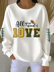 Green Bay Football All You Need Is Love Sweatshirt Green Bay Pride Merch Women's Game Day Shirt - Lilybirchmarket
