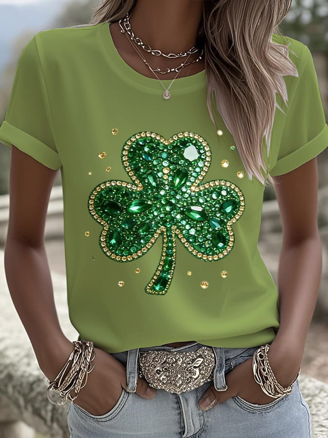  Green Sparkle Shamrock T Shirt St Patrick's Day Clover Shirt Lucky Irish Shirt Gift Ideas - TradiViet
