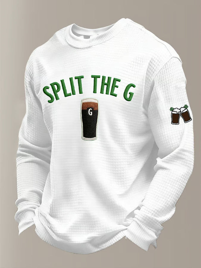  Green St Patrick'S Day Split The G Y2K Irish Beer Long Sleeve T Shirt Irish Theme Gift Ideas - TradiViet