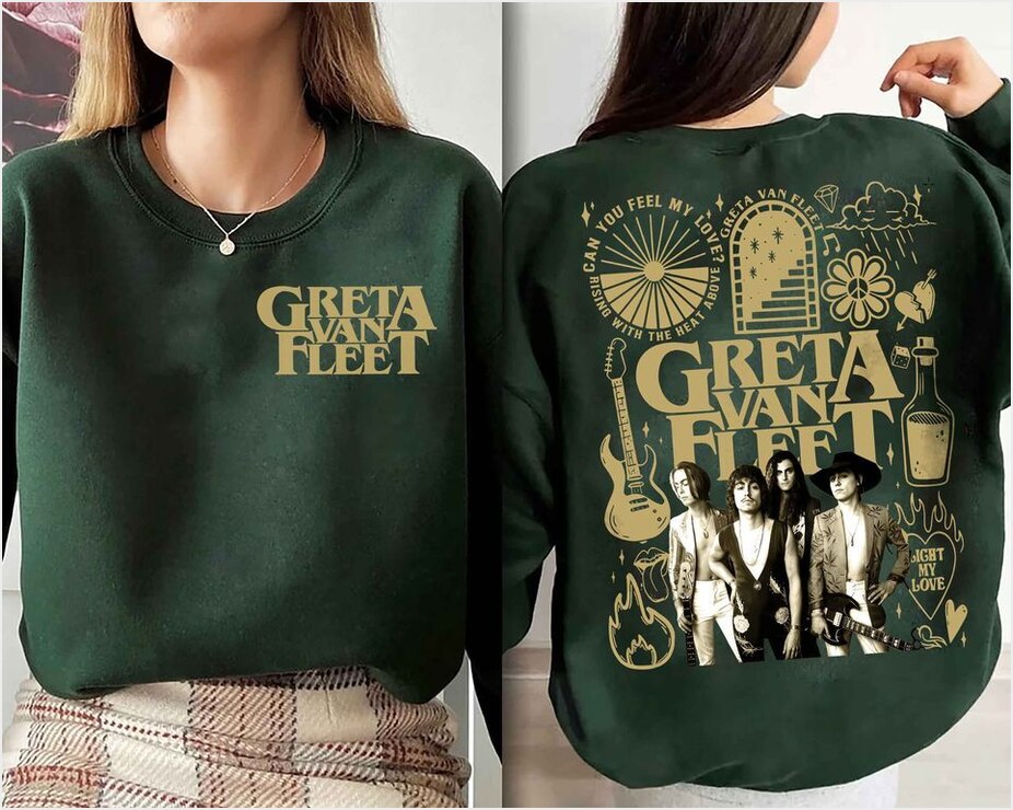 Greta Van Fleet Double Sided Sweatshirt Gifts For Fans Merch Clothing - Lilybirchmarket