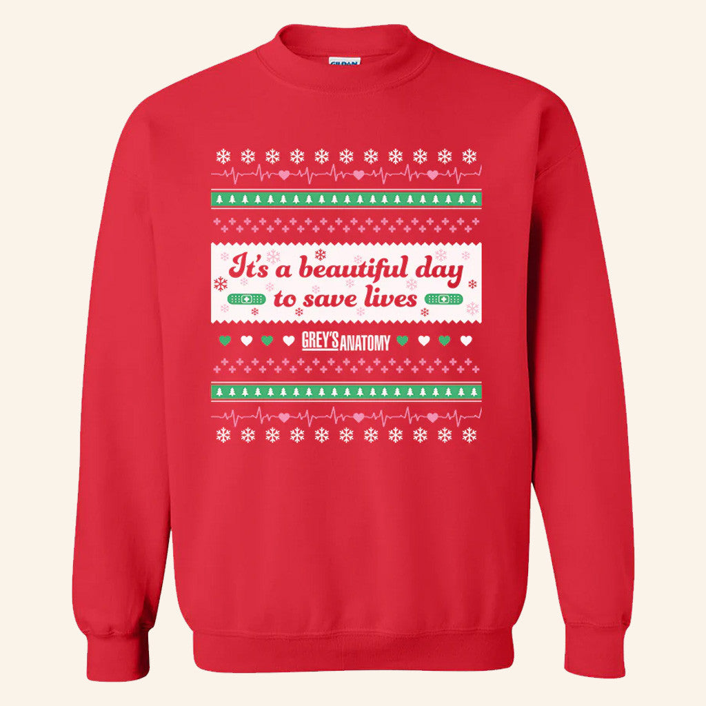 Grey's Anatomy Merch It's A Beautiful Day To Save Lives Sweatshirt Christmas Gifts Ideas - Lilybirchmarket