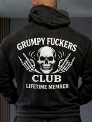 Grumpy Fuckers Club Lifetime Member Hoodie Skull Double Middle Finger Best Gift For Men - Lilybirchmarket