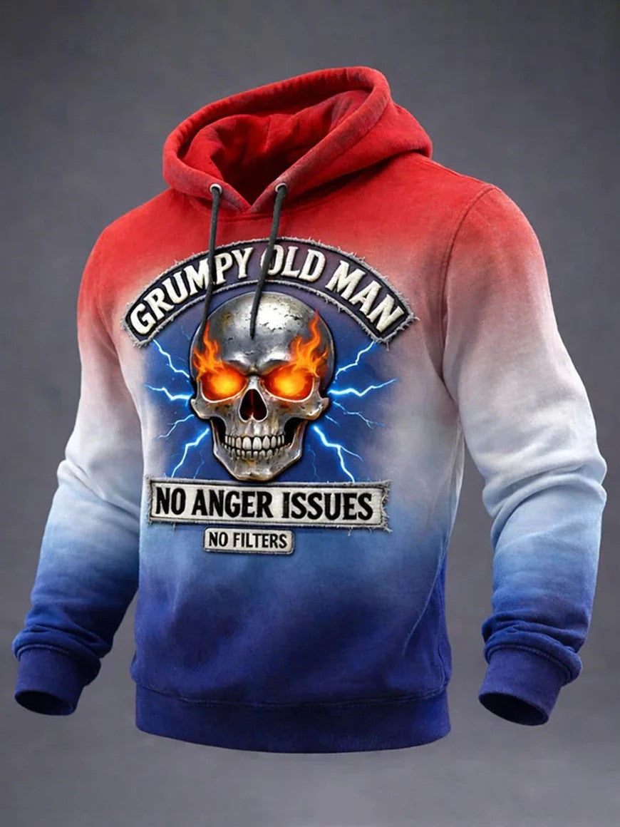 Grumpy Old Man Hoodie No Anger Issues No Filters Skull Clothing Funny Old Men Gift Ideas For Dad - Lilybirchmarket