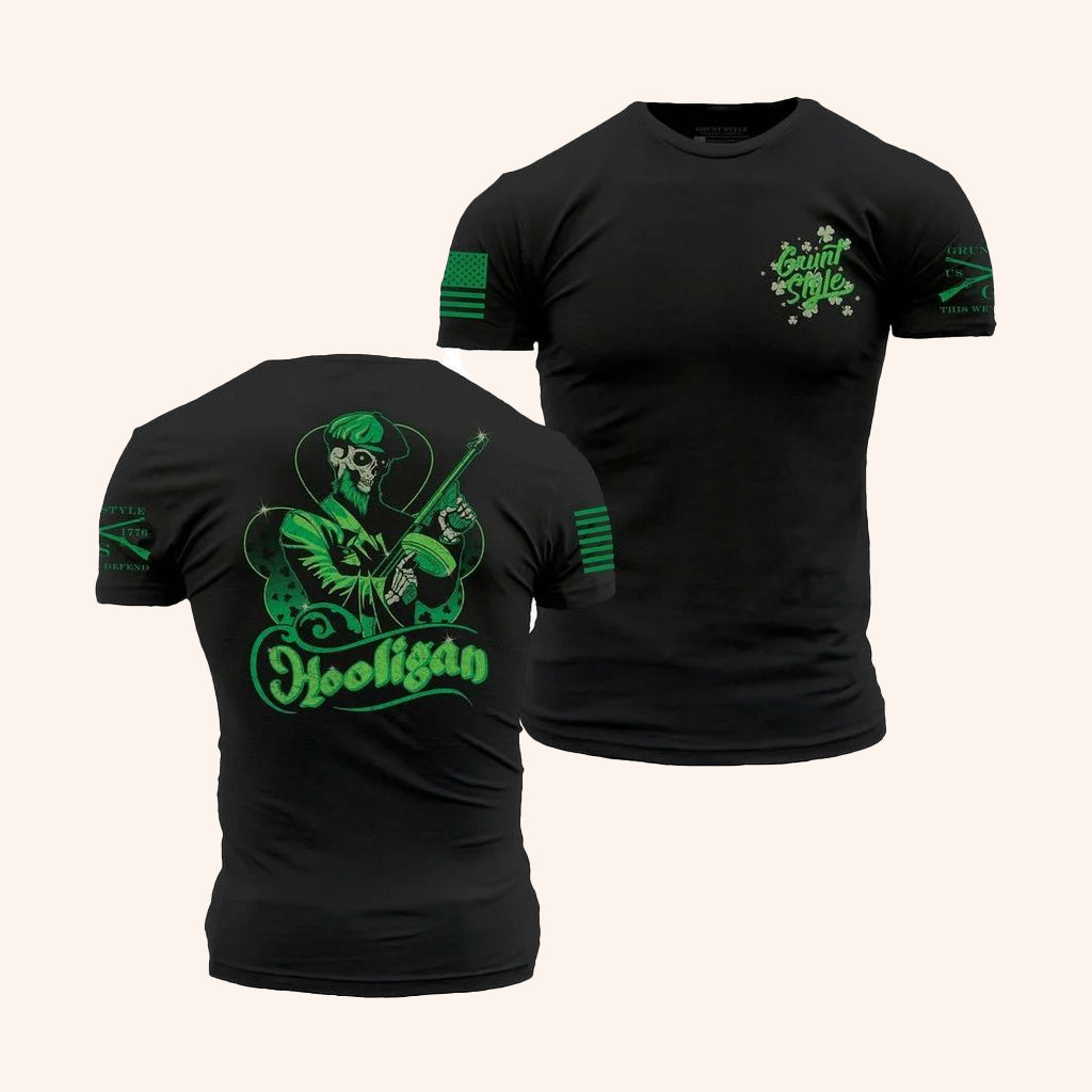 Grunt Style Merch Hooligan T-Shirt Black Great Gift Ideas For St Patrick's Day - Lily Birch Market