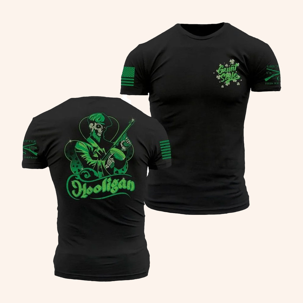 Grunt Style Merch Hooligan T-Shirt Black St Patricks Day Presents - Lily Birch Market