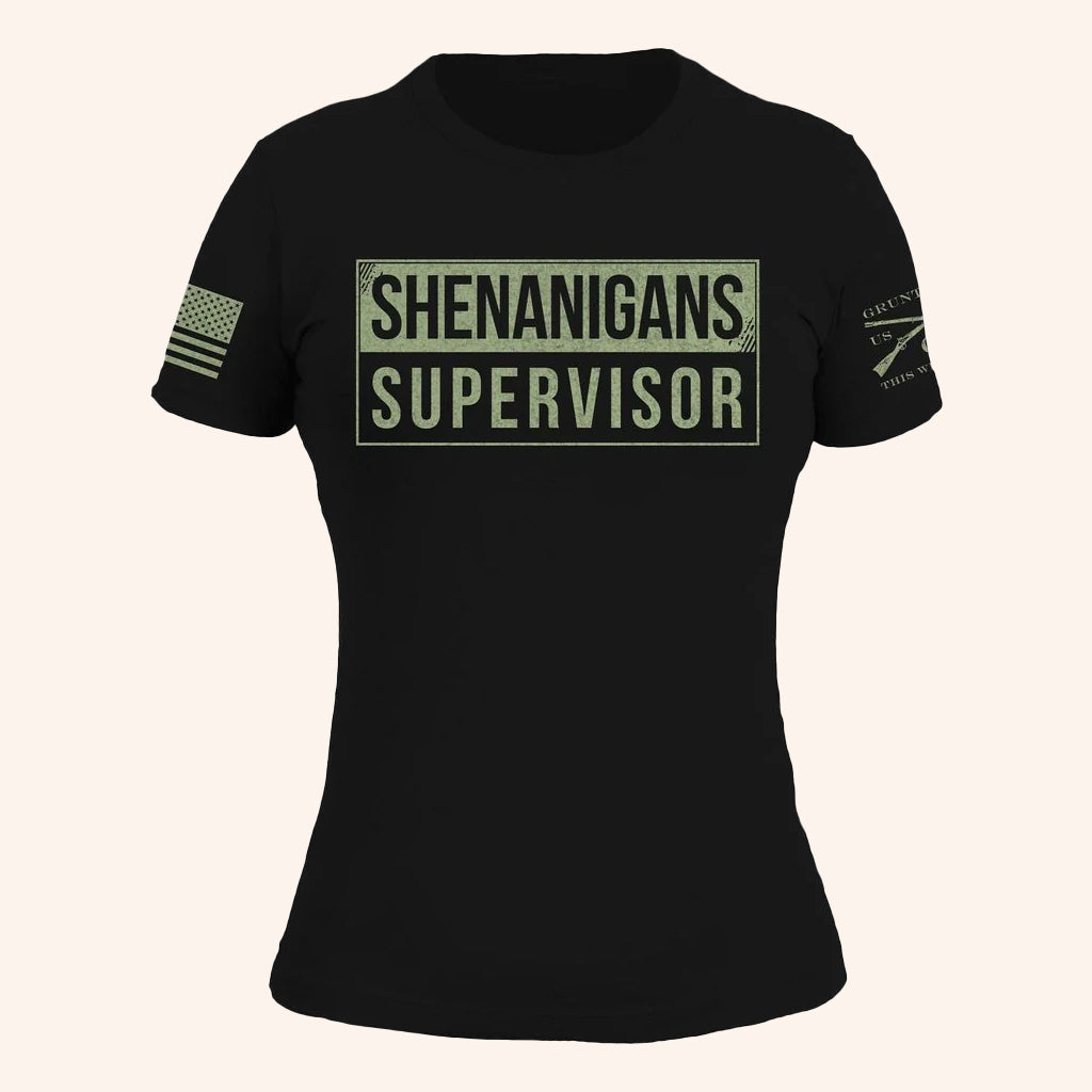 Grunt Style Merch Shenanigans Supervisor T-Shirt Black Patriotic Gifts For Her - Lily Birch Market