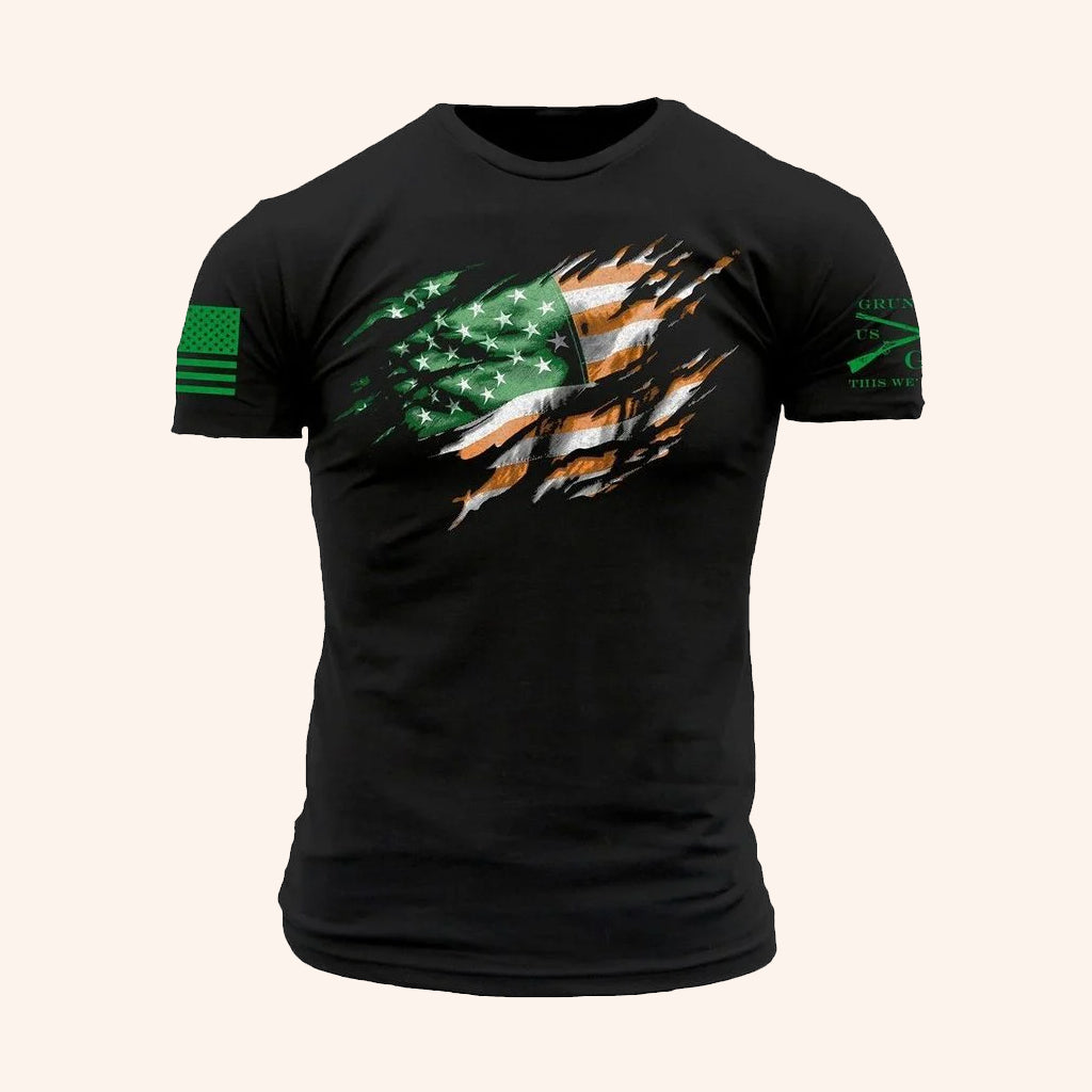 Grunt Style Merch Still Standing Irish Colors T-Shirt Black St Patrick's Day Gifts - Lily Birch Market