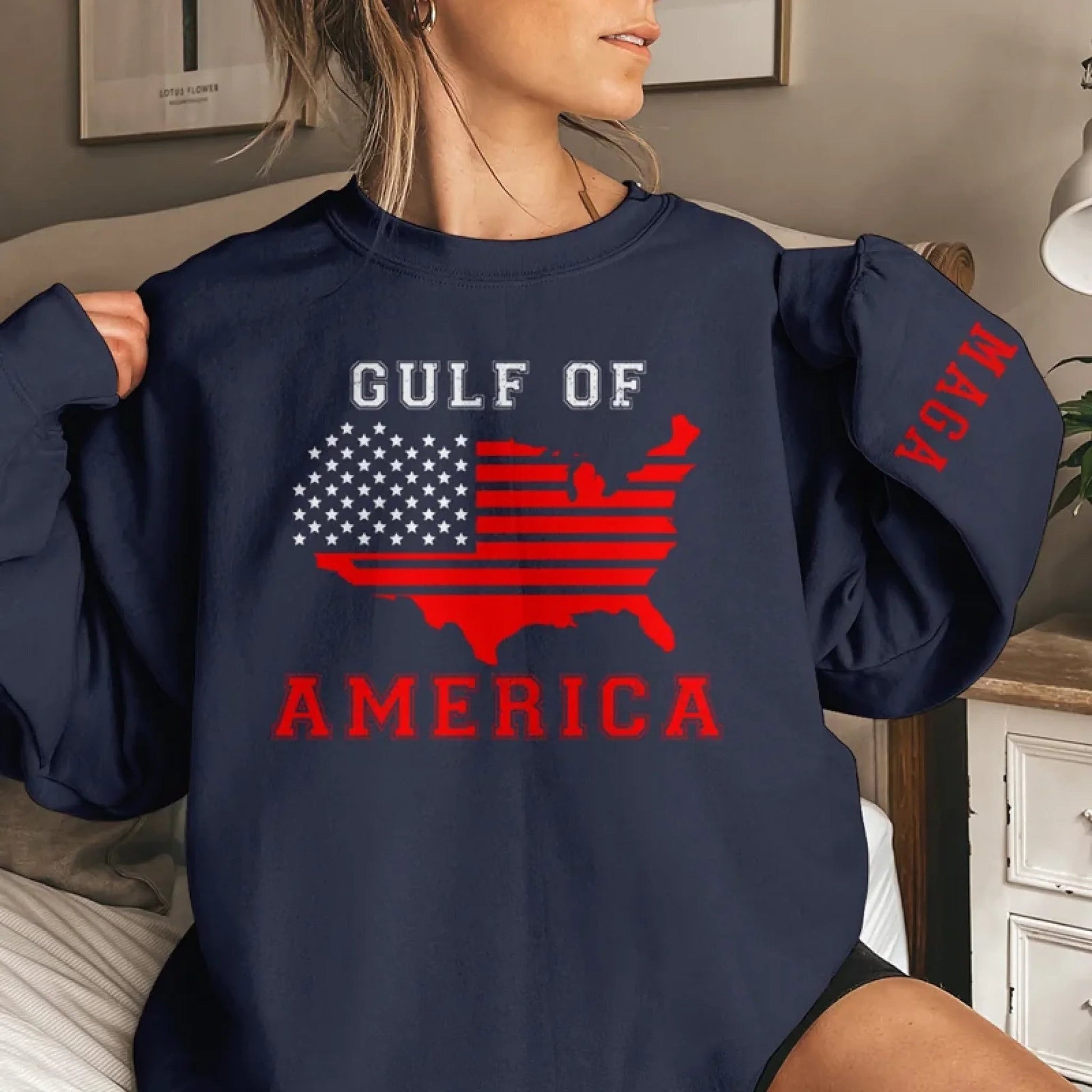 Gulf Of America Sweatshirt MAGA Patriotic Apparel Father's Day Gifts For Trump Lovers - Lilybirchmarket