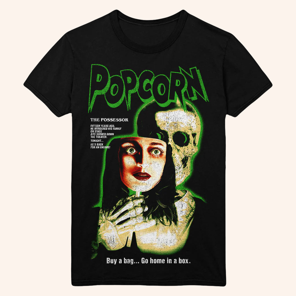 Gutter Garbs Merch Popcorn T-Shirt Gift Ideas For Horror Movie Lovers - Lily Birch Market