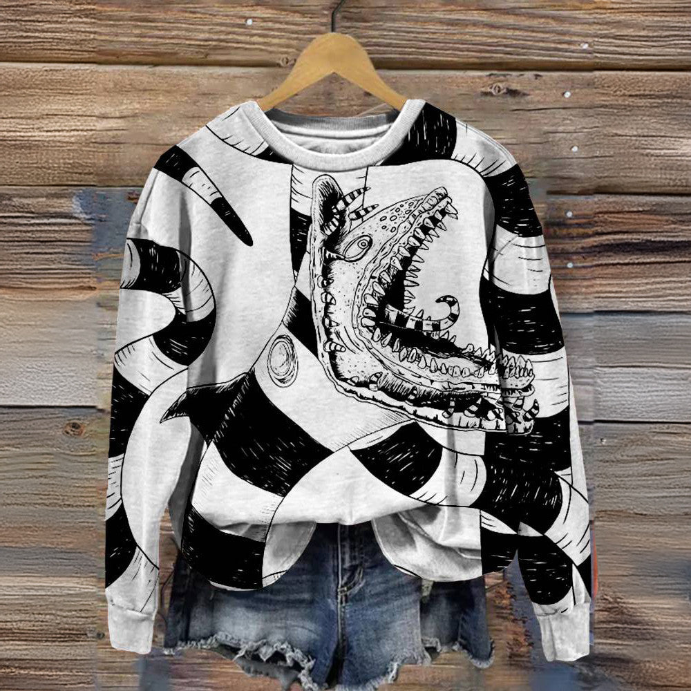 Halloween Horror Sandworm Sweatshirt Women's Halloween Clothing Scary Movie Fan Gifts - Lilybirchmarket