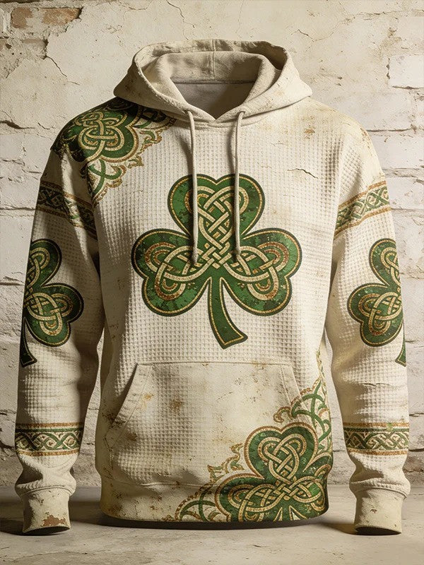 Happy St Patricks Day Celtic Knot Clover Graphic Hoodie Irish Lucky Shamrock Gift Men - Lilybirchmarket