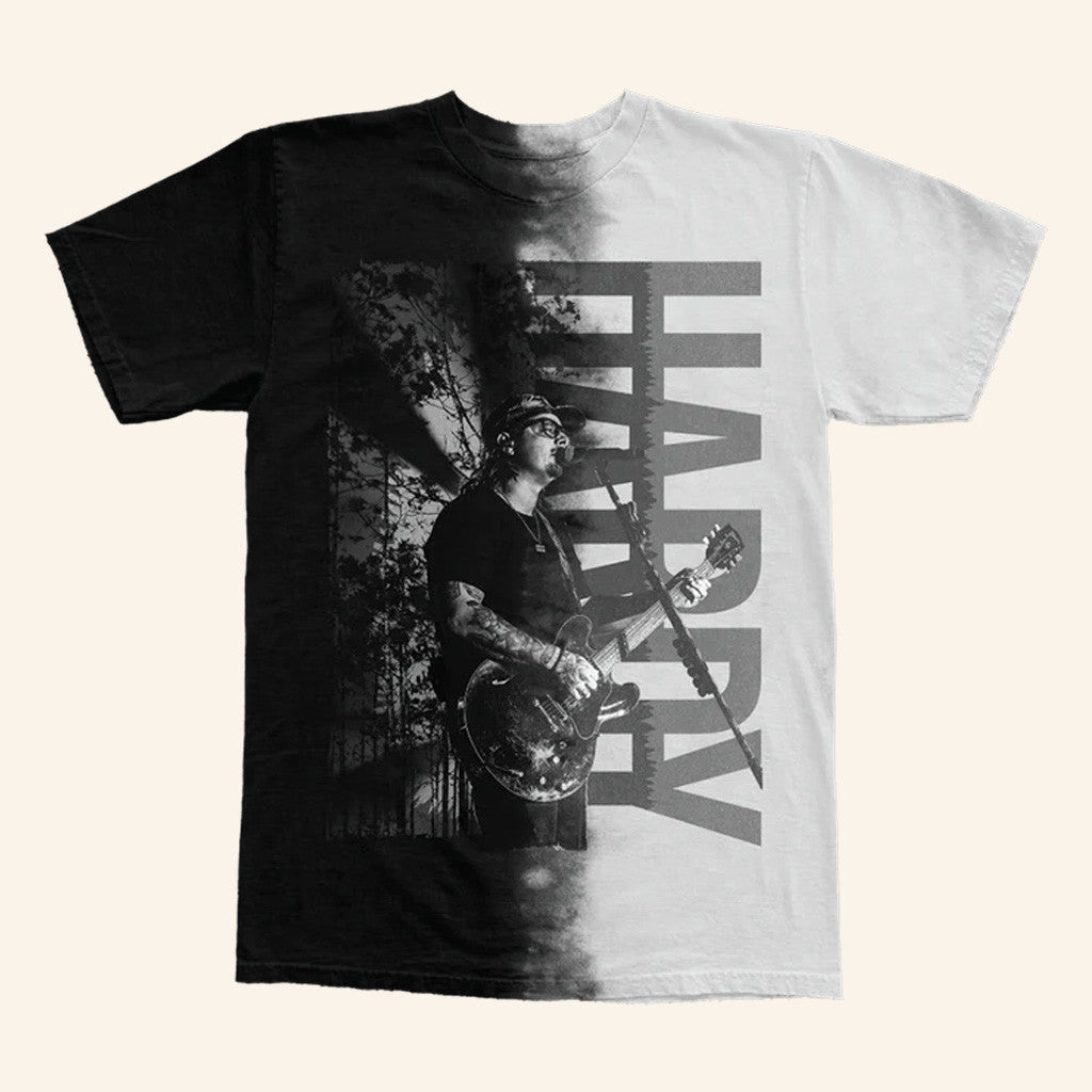 Hardy Merch Black And White Split T-Shirt Gift Ideas For Music Lovers - Lily Birch Market