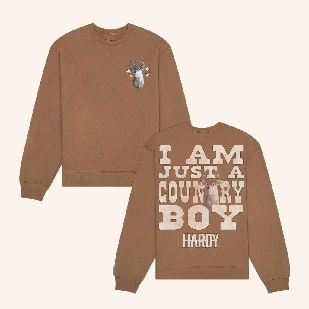 Hardy Merch Reindeer I Am Just A Country Boy Sweatshirt Dad Christmas Gifts - Lilybirchmarket