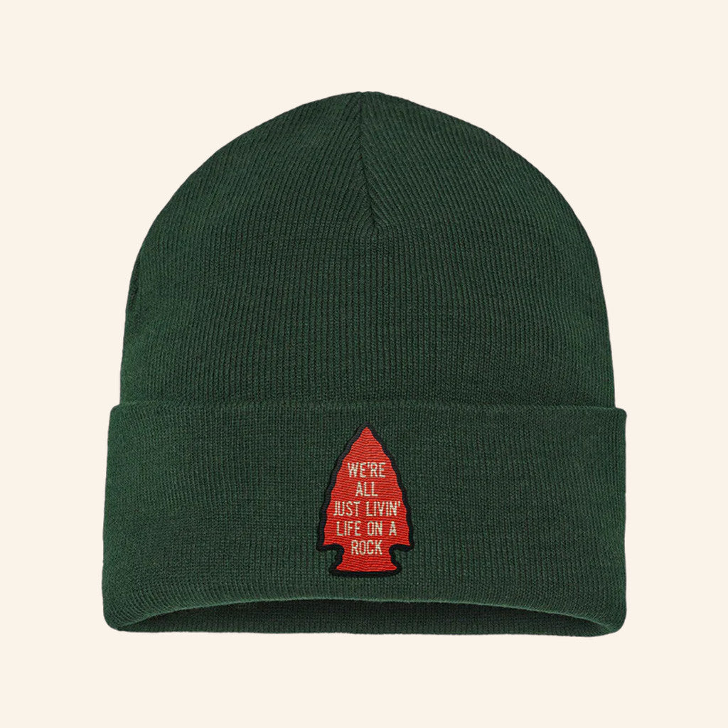 Hardy Merch We're All Just Livin Life On A Rock Beanie Present For Brothers - Lilybirchmarket