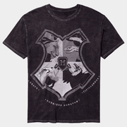 Harry Potter Merch Harry Potter Hogwarts Crest Monotone Dark Wash T-Shirt Gifts For Dudes - Lily Birch Market