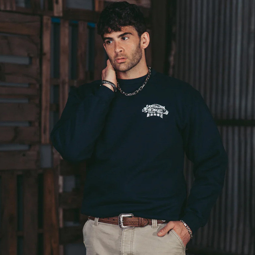 Hasan Piker Merch Capitalism In Decay Crewneck Sweatshirt Dad Christmas Gifts - Lilybirchmarket