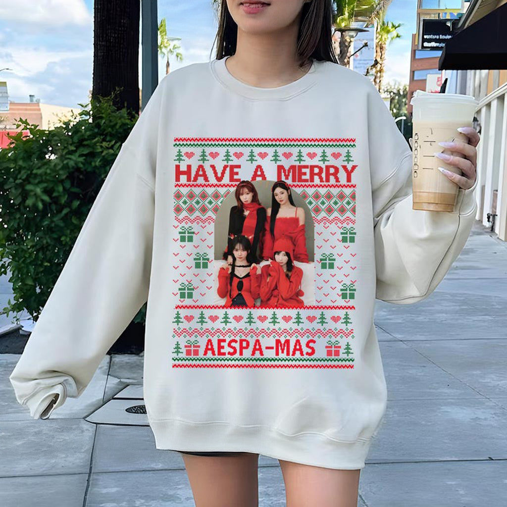 Have A Merry Aespa-Mas Sweatshirt Aespa Whiplash Sweatshirt AESPA Synk Parallel Line Tour Merch Xmas Gifts - Lilybirchmarket