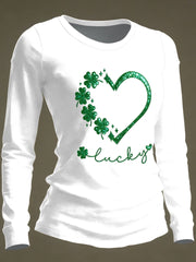 Heart Shamrock Lucky Long Sleeve Shirt Happy St Patrick's Day Gifts For Women - TradiViet