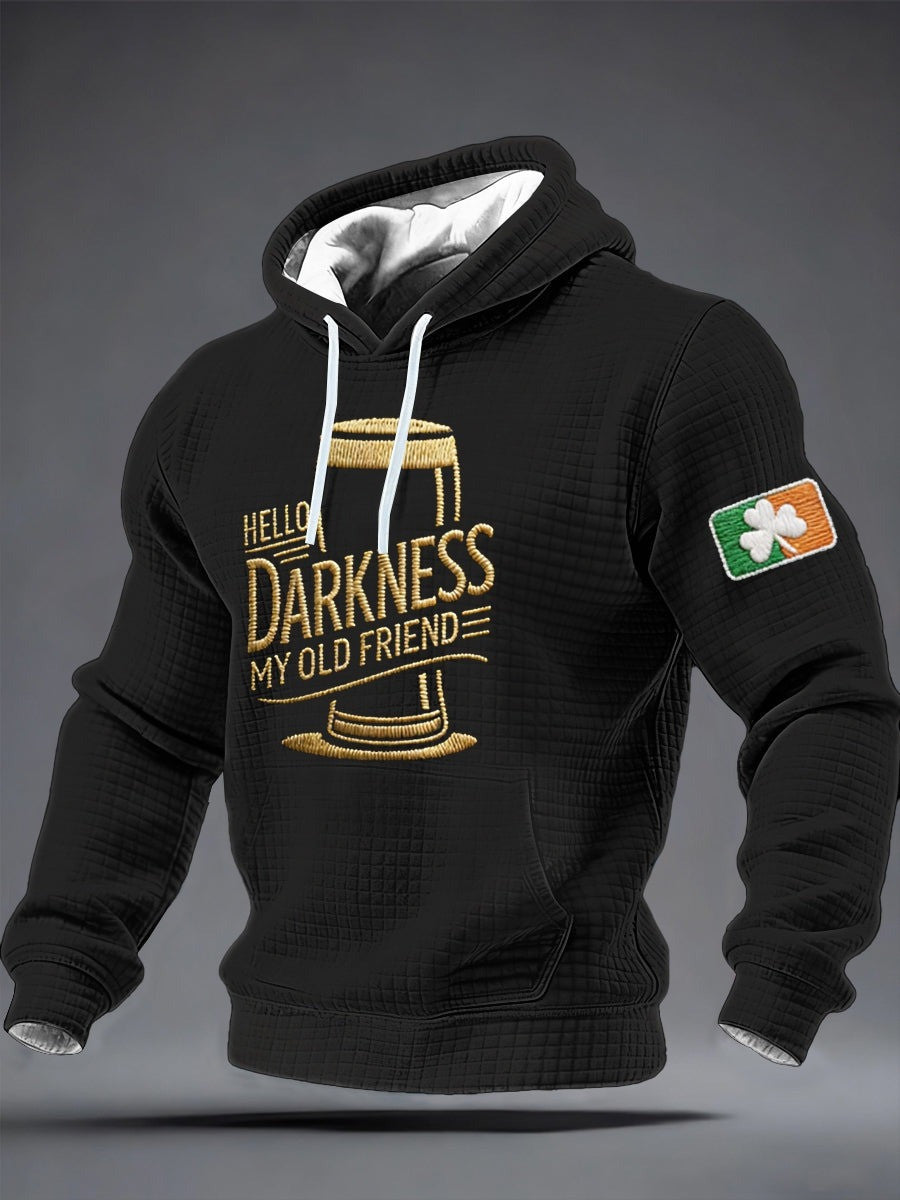 Hello Darkness My Old Friend Checkered Graphic Cotton Hoodie St Patricks Day Gift Men - Lilybirchmarket