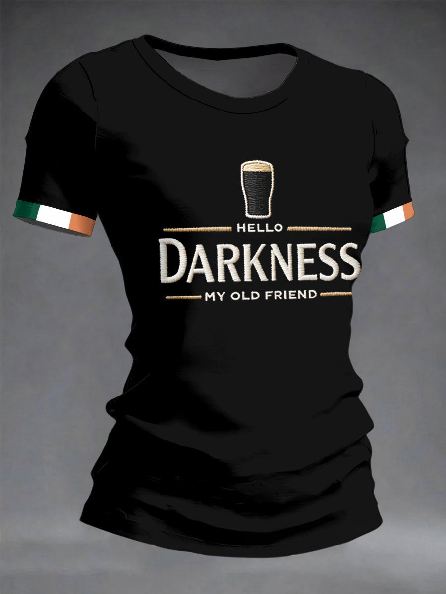  Hello Darkness My Old Friend Shirt St Patrick's Day T-Shirt Black Gifts For Ireland Women's - TradiViet