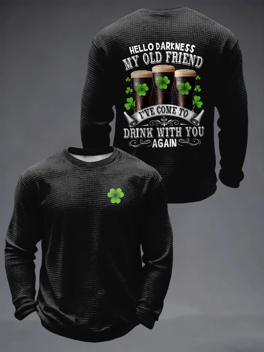  Hello Darkness My Old Friend Waffle Long Sleeve T-Shirt St Patrick's Day Apparel Son Gifts - TradiViet
