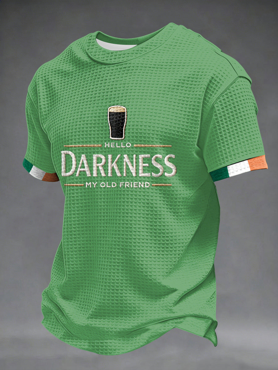  Hello Darkness My Old Friend Waffle T-Shirt St Patrick's Day Shirts Gifts For Ireland - TradiViet