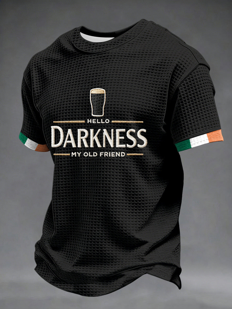  Hello Darkness My Old Friend Waffle T-Shirt St Patrick's Day Shirts Gifts For Ireland - TradiViet