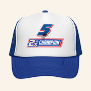 Hendrick Motorsports Merch Kyle Larson 5 2025 2X Champion Foam Trucker Hat Gifts For Fans - Lilybirchmarket