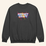 Hermitcraft Merch Paint Splatter Crewneck Black Sweatshirt Gifts For Friends - Lilybirchmarket