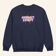 Hermitcraft Merch Paint Splatter Crewneck Navy Sweatshirt Gifts For Friends - Lilybirchmarket