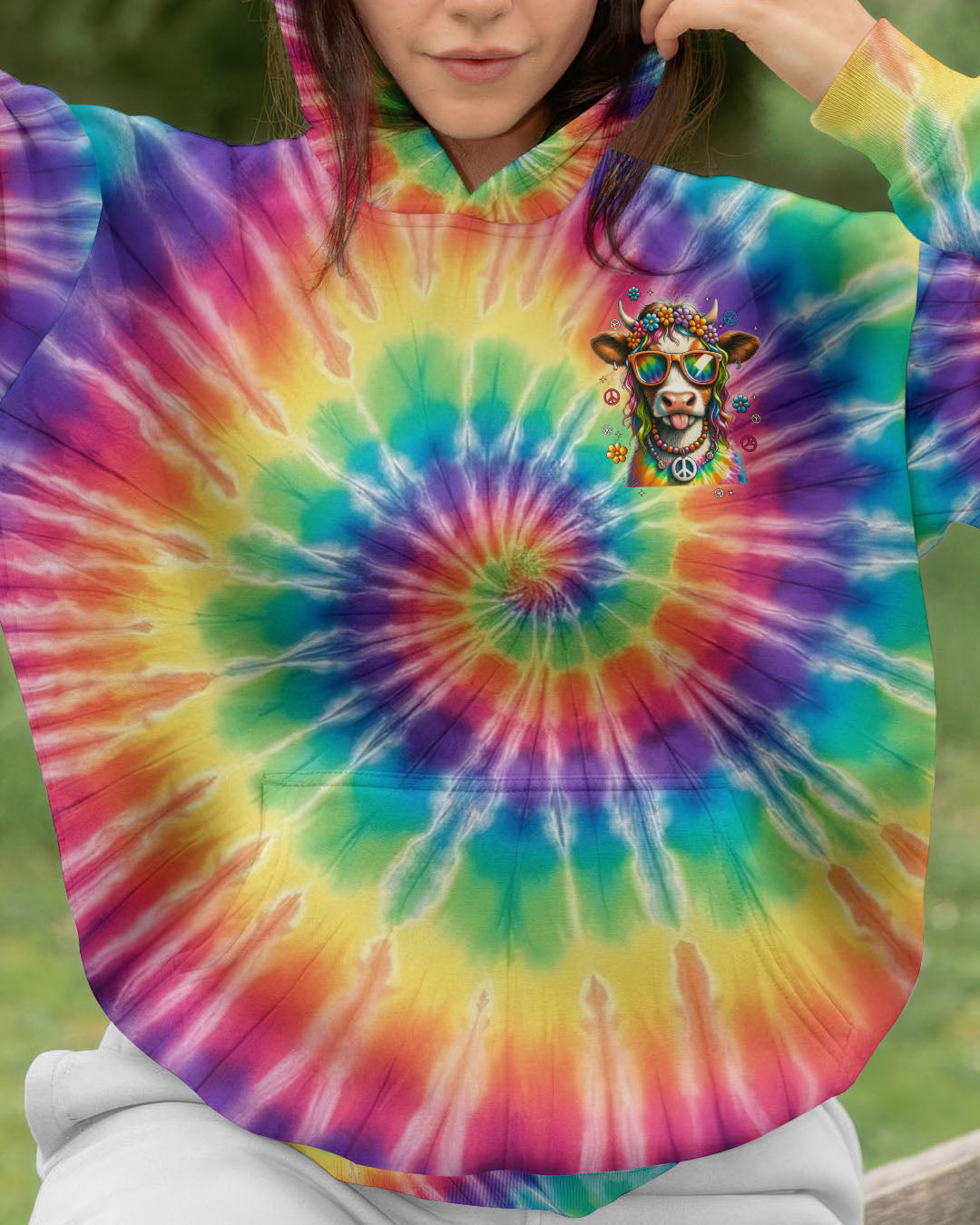 Highland Cow Apparently I Have An Attitude Tie Dye Hoodie Funny Cow Clothing Hippie Animal Gift - Lilybirchmarket