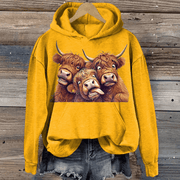 Highland Cow Bestie Cute Art Hoodie Humorous Crazy Hoodie Gifts For Highland Castle Lovers - Lilybirchmarket