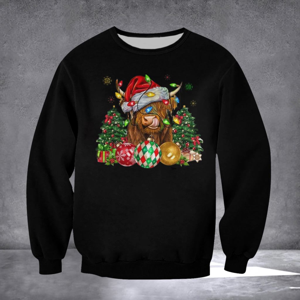 Highland Cow Christmas Sweatshirt Funny Xmas Clothing Gifts For Highland Cow Lovers - Lilybirchmarket