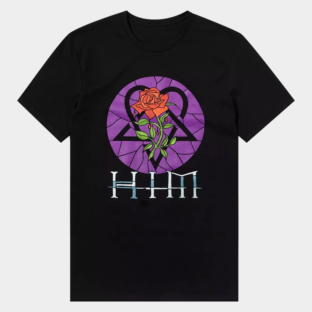 HIM Merch Stained Glass Heartagram T-Shirt Presents For Music Lovers - Lily Birch Market
