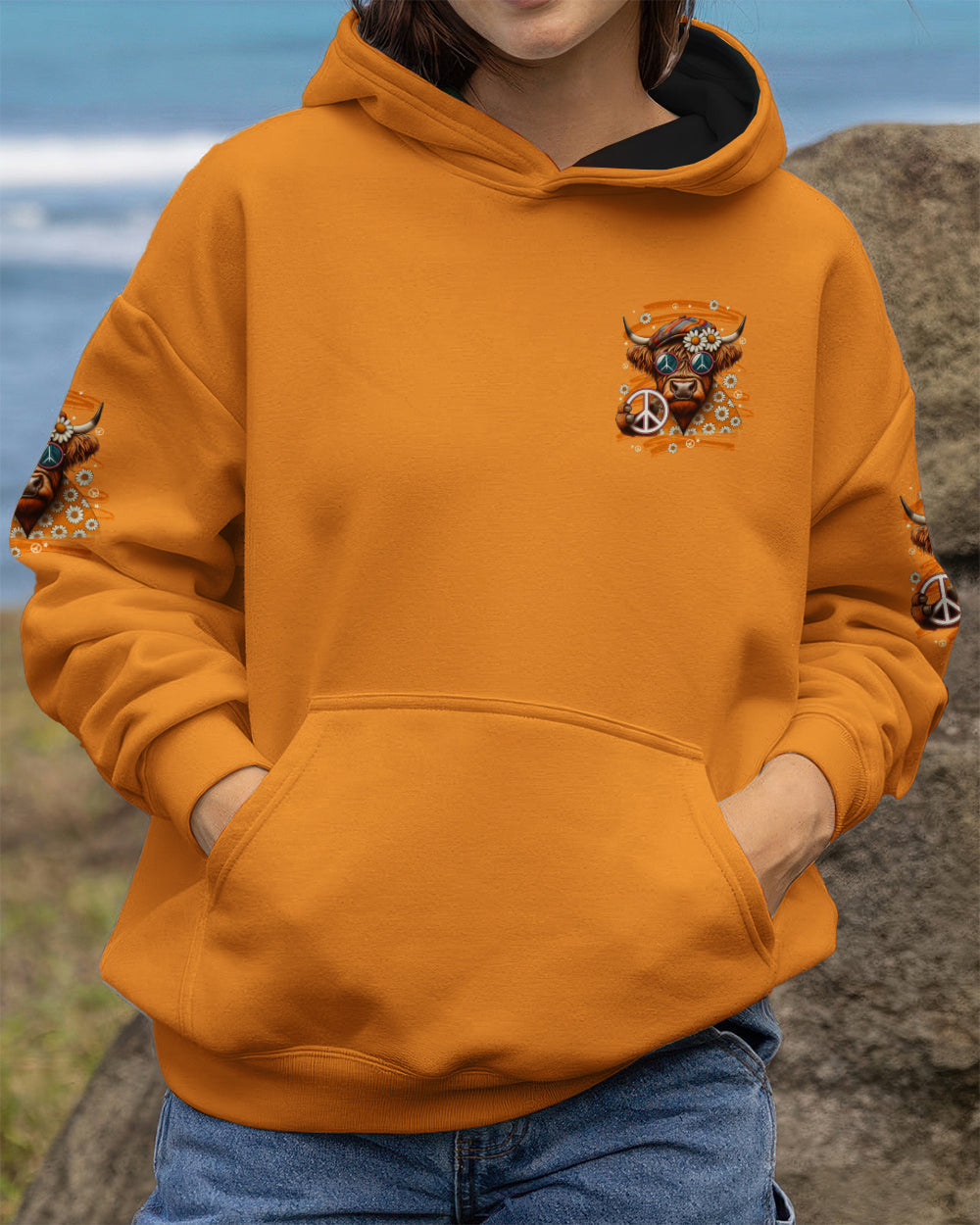 Hippie Cow Apparently I Have An Attitude Hoodie Peace Sign Daisy Flowers Pullover Gift For Wife - Lilybirchmarket